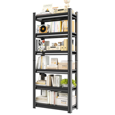 Notmise Book Shelf Adjustable 6-Tier Heavy Duty, Tall Black Metal Shelves, Storage Solution for Library Office (81.8" H * 35.4" W * 15.7" D)