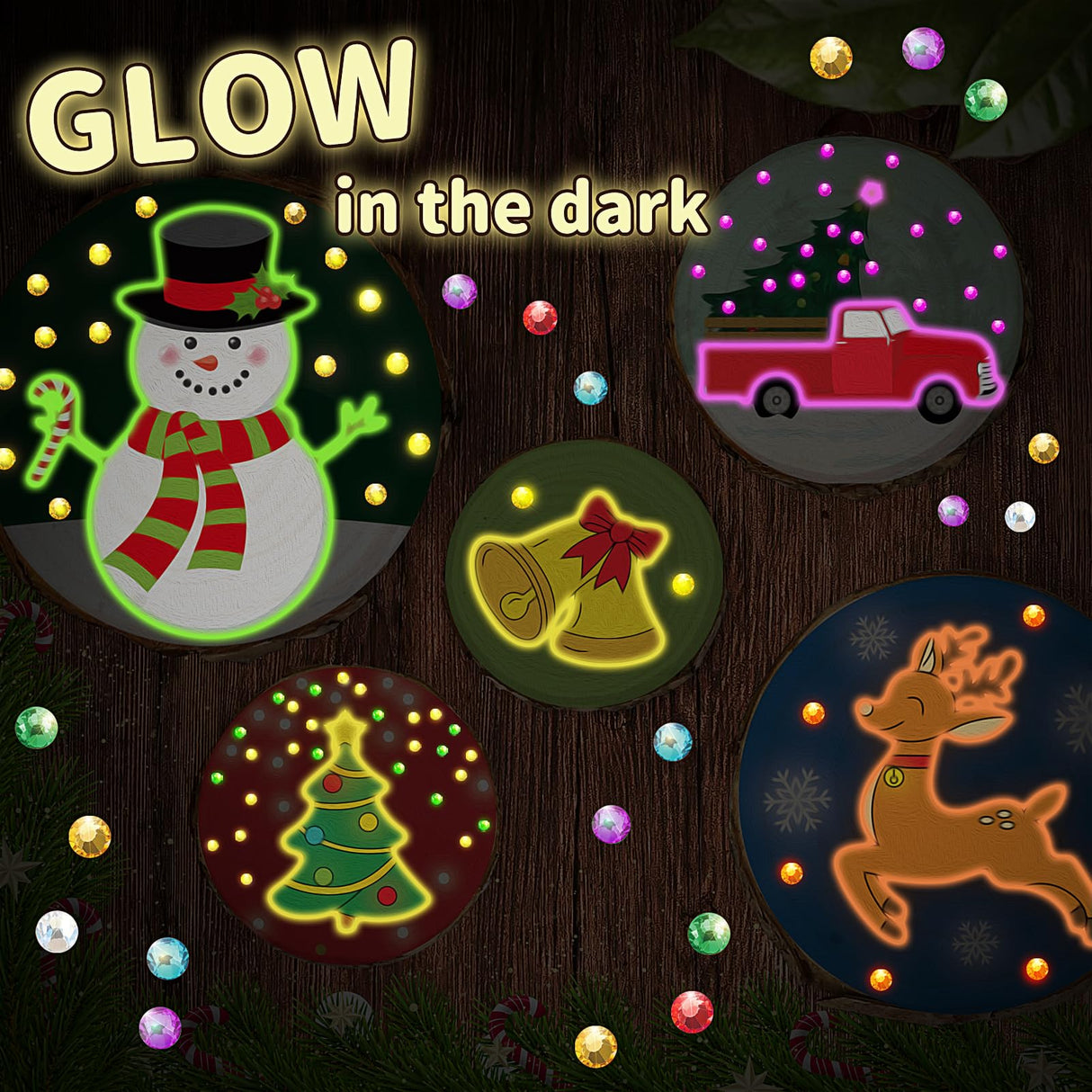 Bamamon Painting Crafts Kit for Kids, Glow in The Dark Arts & Crafts Set for Girls Boys Ages 4-12,Wood Slice Craft Creative Activities, Valentines Gifts Party Favors Toy for Kids (24Pcs) Bamamon