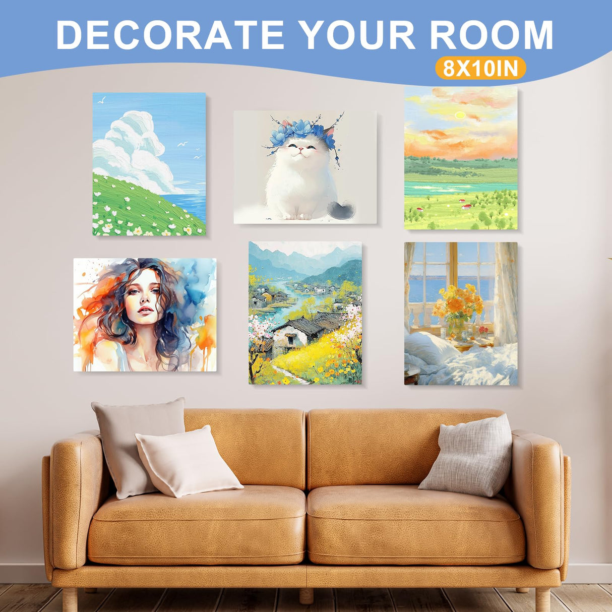 FUMILE 8x10 Canvas for Painting Stretched, 24 Pack Canvases for Painting-5/8 in Profile Primed White Blank Painting Canvas Value Pack for Oil & Acrylic Paint FUMILE