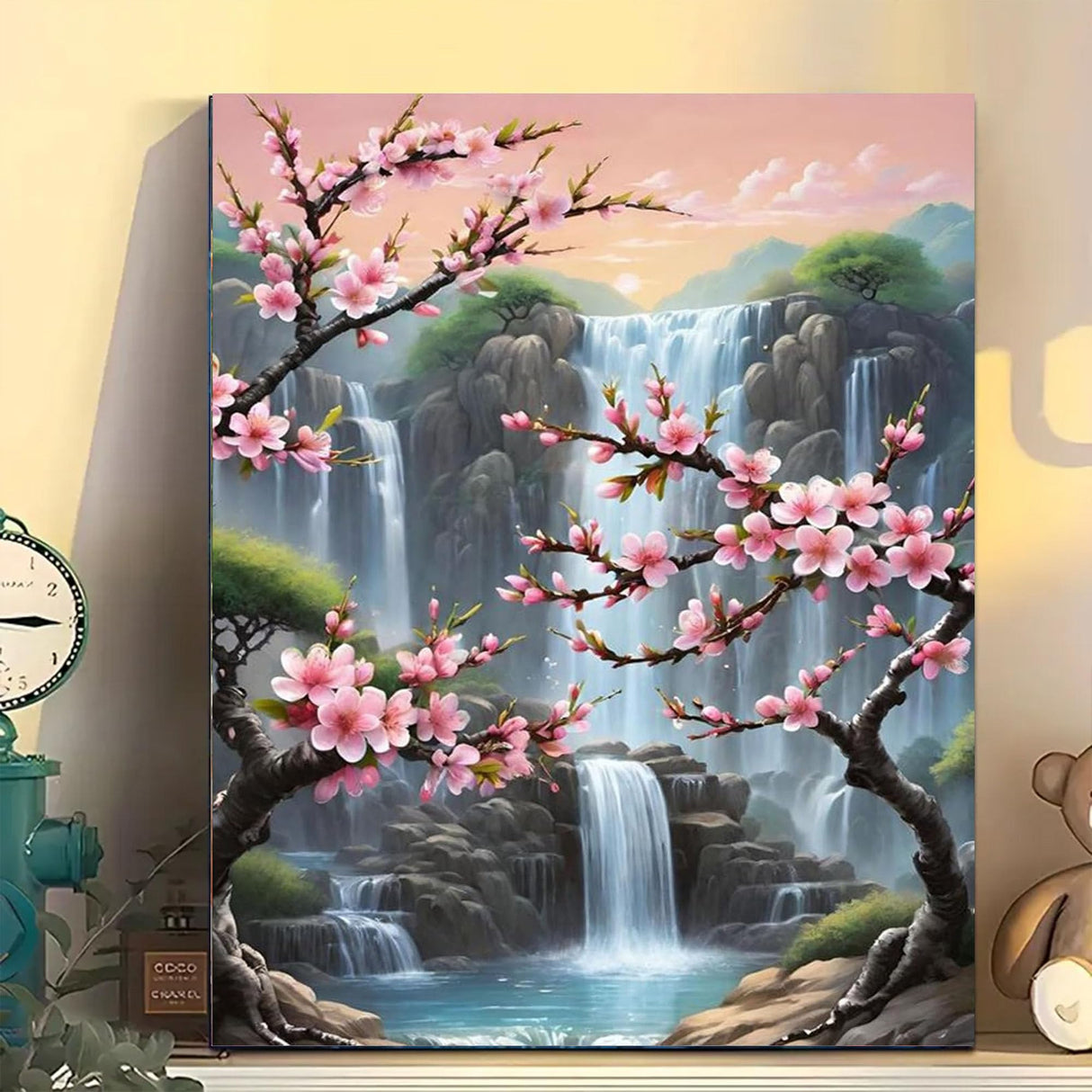 Arttoplus Waterfall Paint by Numbers Kit for Adults-Flowers Adult Paint by Number Kits on Canvas,Landscape Painting by Number Adult for Gift Home Wall Decor(16x20inch) Arttoplus