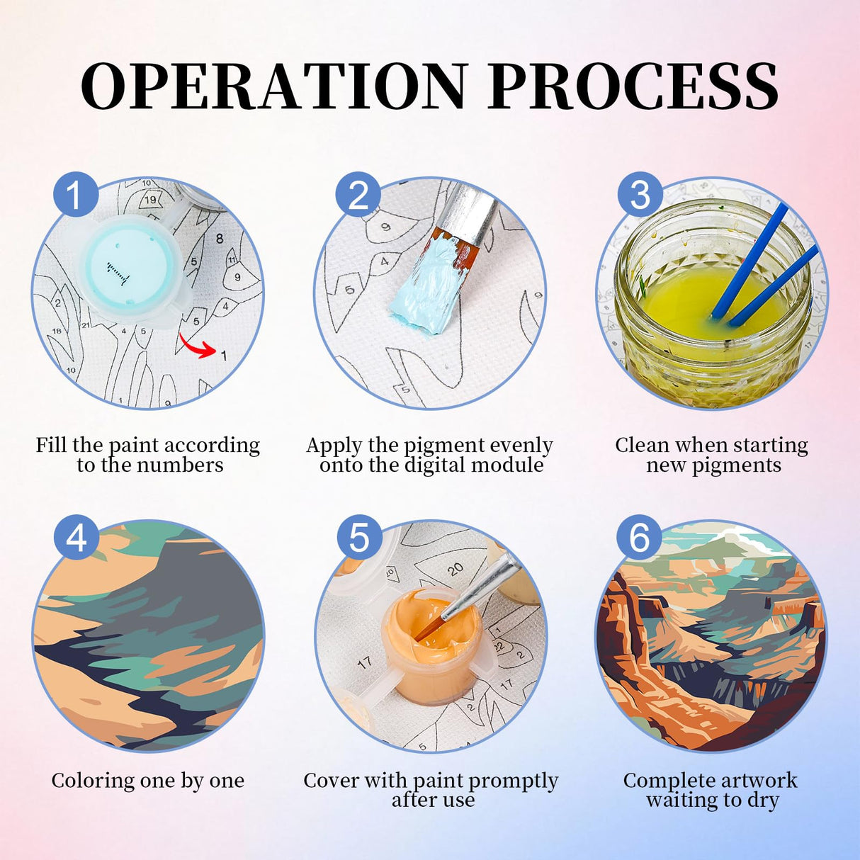 6 Pack Paint by Numbers Kit for Adults, National Park Adult Paint by Number Kits on Canvas Without Frame for Beginner, Mountains Lake Acrylic Oil Painting by Numbers Kits for Home Decor 8 x 12 Inch Camocin