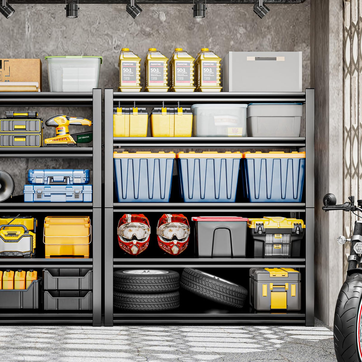 5 Tier Garage Shelving Storage Shelves 2000LBS Heavy Duty Metal Shelving Units 63" H Adjustable Industrial Utility Shelves Rack for Warehouse Garage Basement Living Room (15.7" D×31.5" W×63" H) Guomao