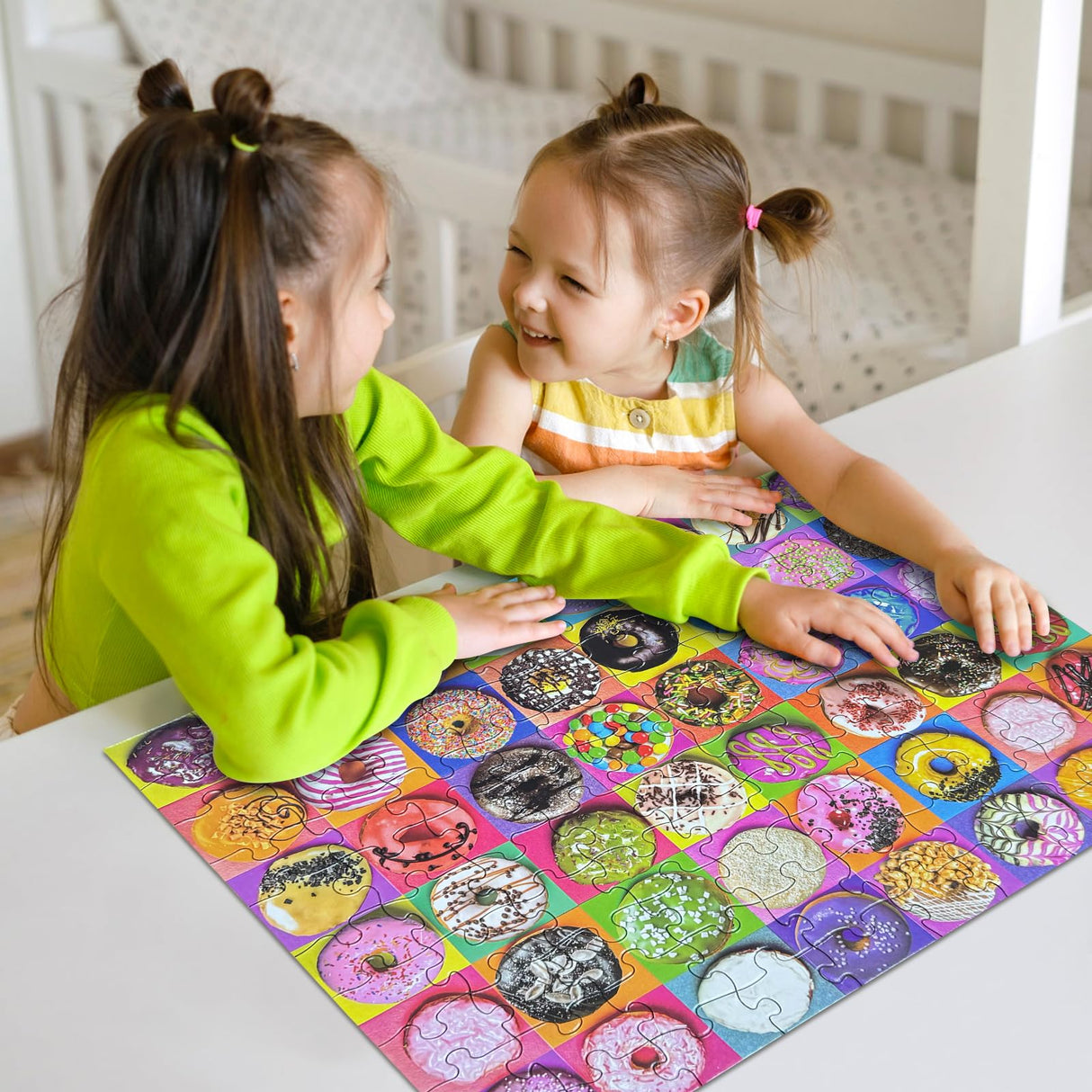 Nattork Jigsaw Puzzles 100 Pieces for Kids Youth Puzzle Beginner (Donuts) Pieces Fit Together Perfectly Nattork