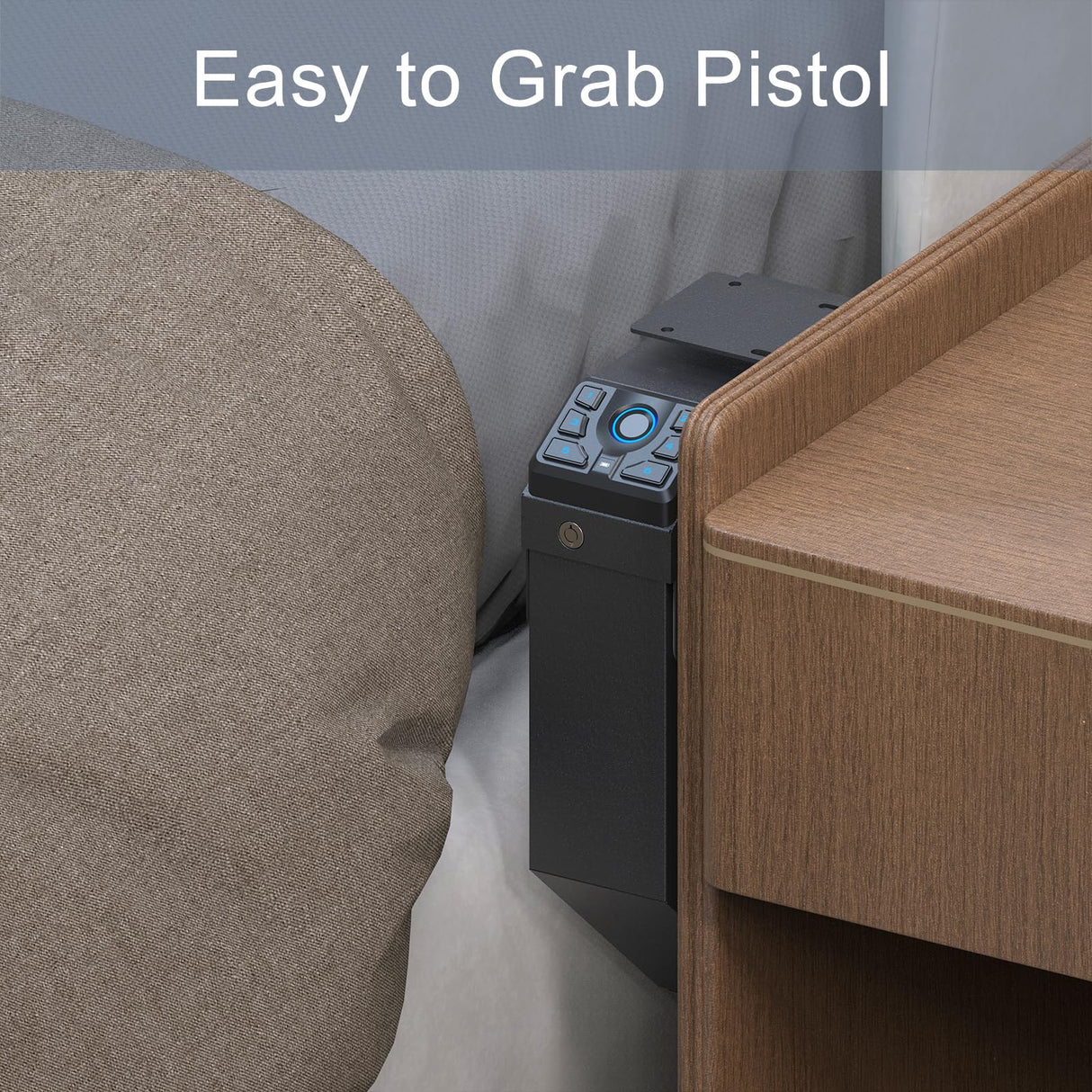 VERPROOF Biometric Gun Safe for Handgun Drop Down Pistol Safe, Smart Pistol Safe with Fingerprint, PIN Code, Key Access for Nightstand, Desk, Bedside, Low-Vis Mode, Type-C Power VERPROOF