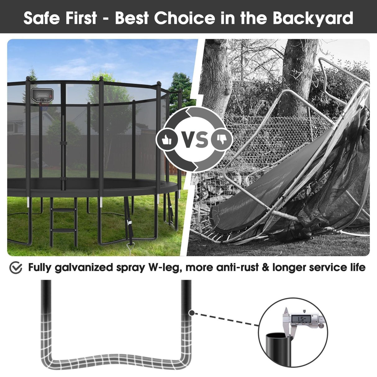 YORIN Tranpoline 16FT, Outdoor Tranpoline for Kids and Adults 1500LBS Tranpoline with Basketball Hoop, Enclosure Net, Back Yard Heavy Duty Recreational Tranpolines, ASTM Approved YORIN