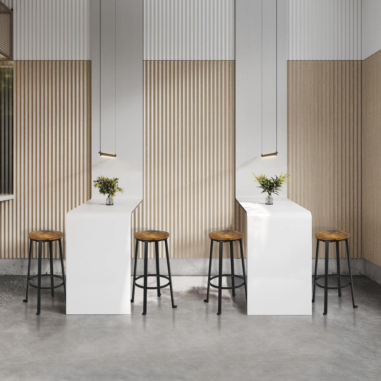 Yaheetech 29.5 inch Bar Stools Set of 2 Bar Height Stools Industrial Tall Bar Chair Round Backless Counter Stools with Metal Legs for Dining Room/Living Room/Kitchen Counter Rustic Brown Yaheetech