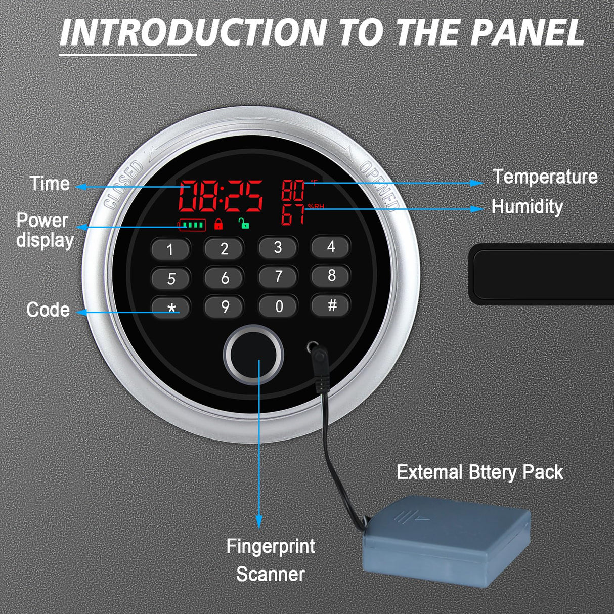 Smart Security Cabinet Safe, Steel Lock Box hand Gun Safe -Perfect for Home/Office/Hotel, Secure Pistols, Documents, Jewelry, Valuables (Biometric Grey Safe with Screen-13.75"x13"x15") BBRKIN
