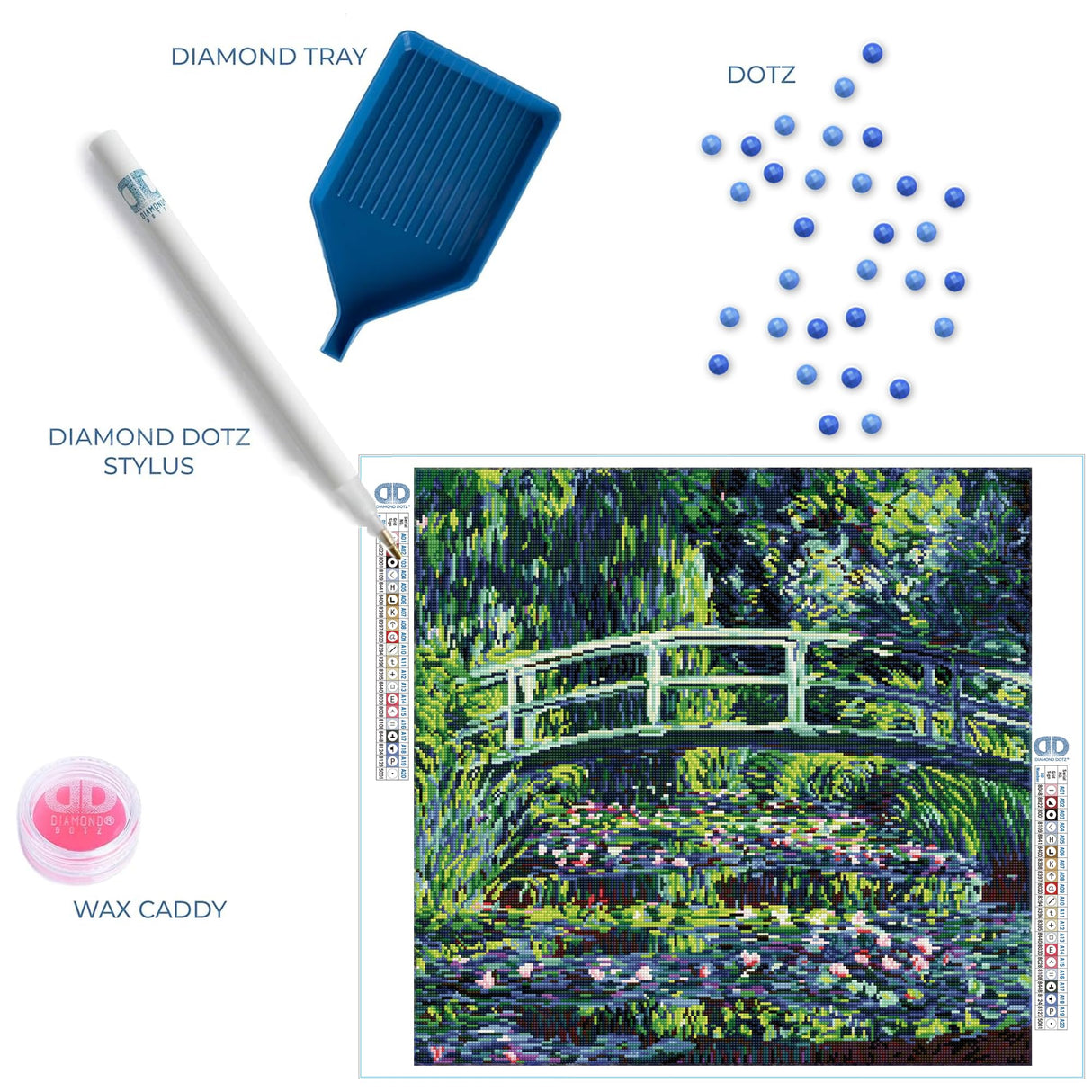 DIAMOND DOTZ Water Lilies and Japanese Bridge Diamond Painting Kits for Adults - Diamond Art Kits a Relaxing Creative Craft Kit with Dotz Gems 23.2x22.4 DIAMOND DOTZ