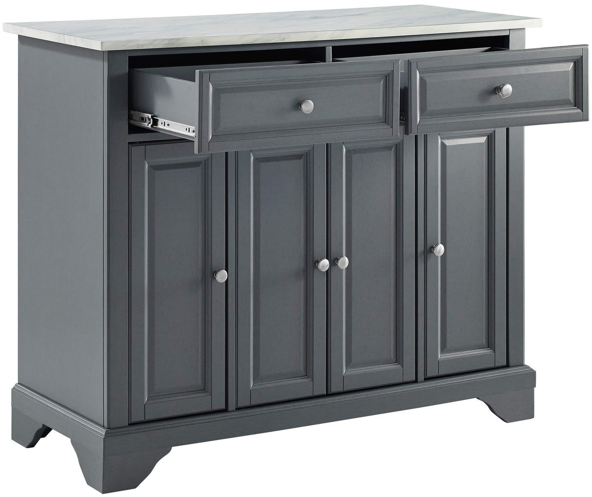 Crosley Furniture Avery Kitchen Island with Storage Shelves, Microwave Stand, Coffee Bar, Gray Crosley Furniture