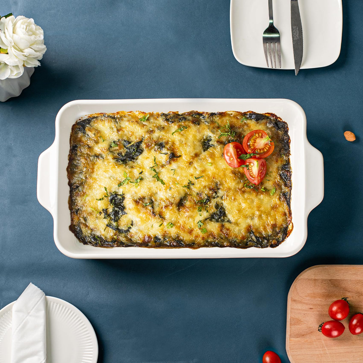 Casserole Dishes for Oven, Ceramic Baking Dish 9x13,4.2 Quarts Casserole Dish with Handles,2 Pack Lasagna Pan Deep Baking Pan Set Bakeware Oven Safe Baking Dishes for Oven,Lasagna,Wedding Gift, White Dizada