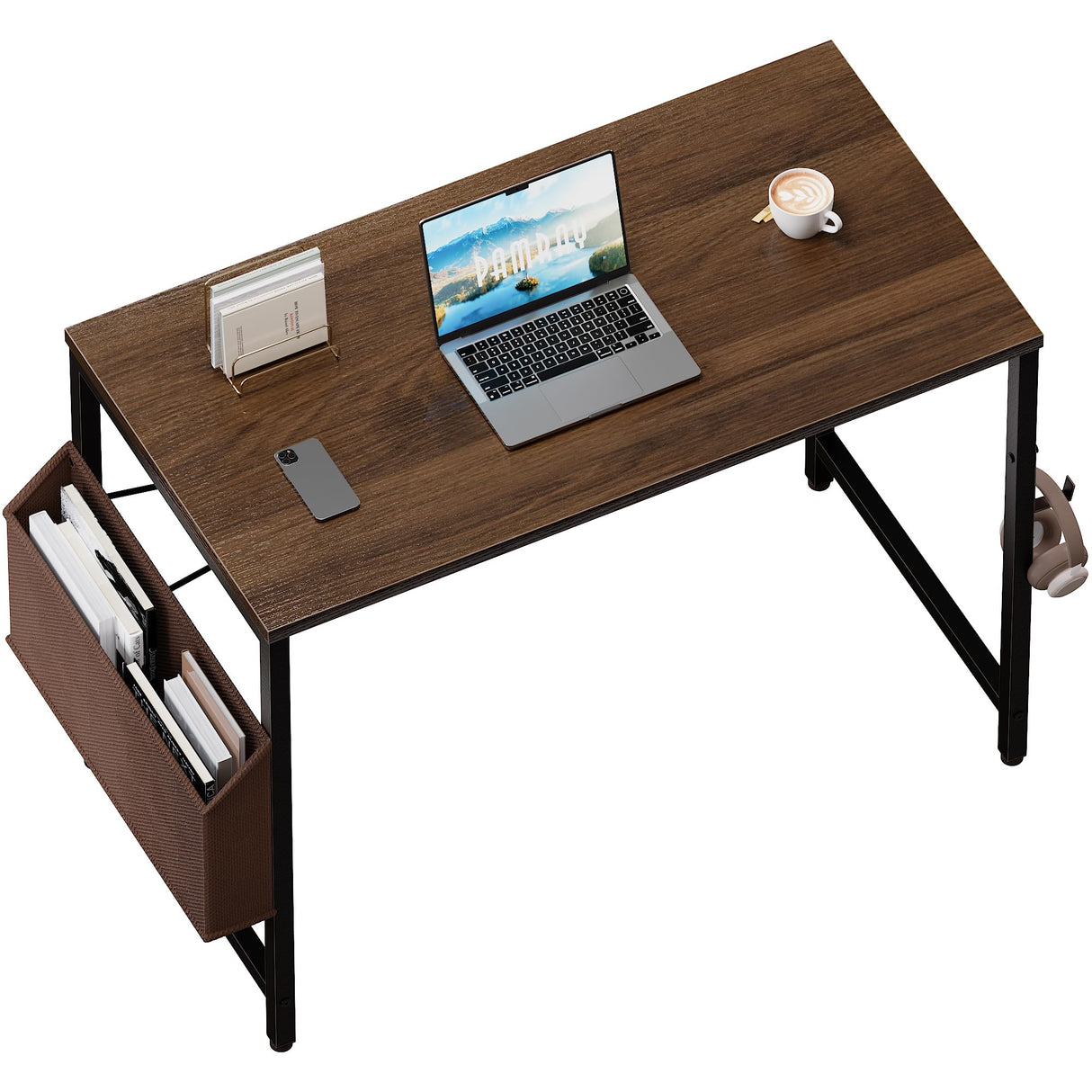 Pamray 32 Inch Computer Desk for Small Spaces with Storage Bag, Home Office Work Desk with Headphone Hook, Small Office Desk Study Writing Table Pamray