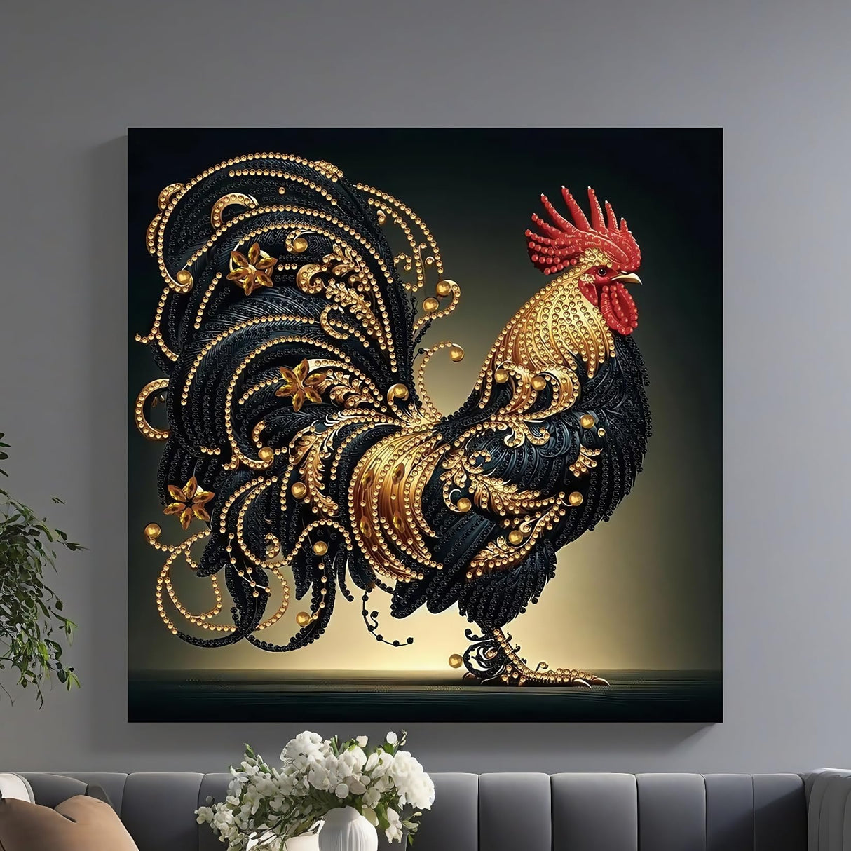 BYGFHLYW 5D Diamond Painting Kits for Adults, Rooster Diamond Art Kits for Adults Beginner, Special Shaped Crystal Art Diamond Dot Gem Painting for Home Wall Decor 13.7x13.7inch BYGFHLYW
