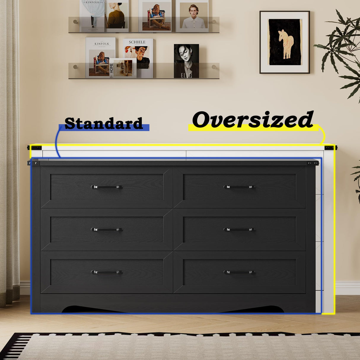 BORNOON 9-Drawer Dresser for Bedroom, Modern Wooden Chest of Drawers with Metal Handles, Anti-Tipping Design, Sturdy and Stable Storage Organizer for Living Room, Entryway, Home Office BORNOON