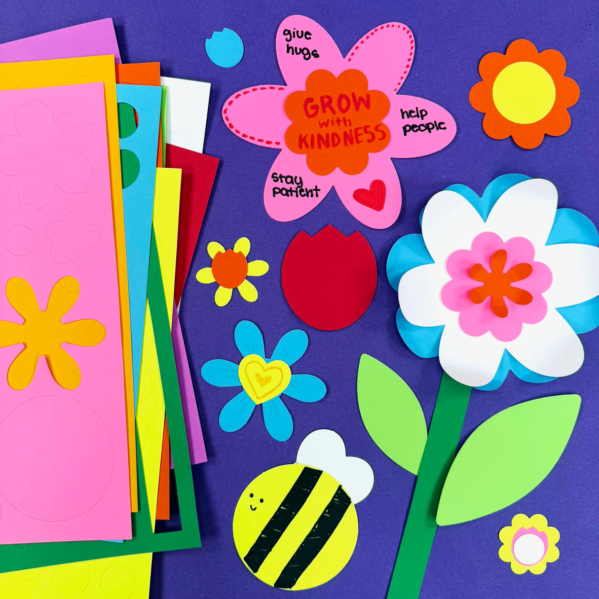 FreshCut Crafts: 280 Pieces of DIY Flower Cutouts with IDEA Guide - 2-Sided Punch Out Tulips, Daisies, Daffodils, Flowers Ideal for Spring Craft Projects, and Mother's Day DIY Gift Craft FreshCut Crafts