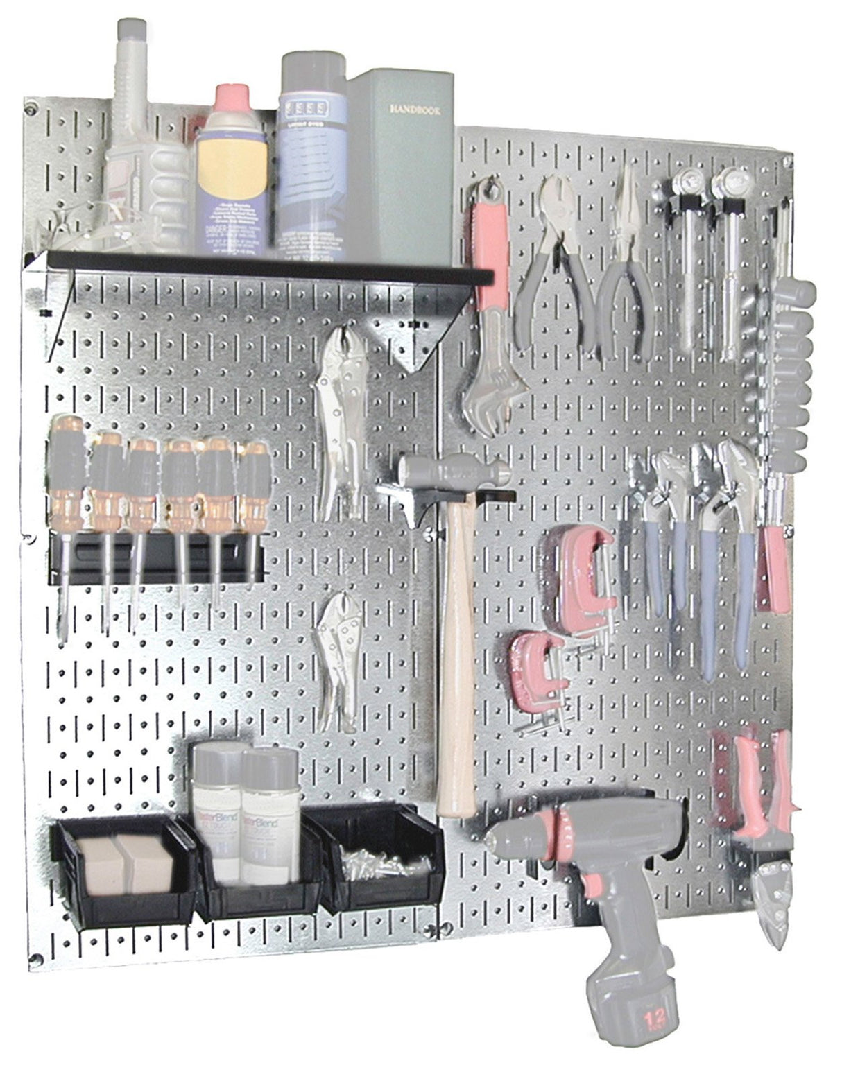 Wall Control 30-WGL-200GVB Galvanized Steel Pegboard Tool Organizer, Galv/Black Wall Control
