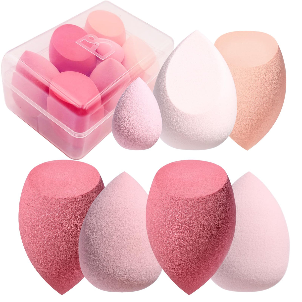 Makeup Sponge Set BS-MALL Blender Sponges 7 Pcs for Liquid, Cream, and Powder, Multi-colored with 1 Mini Makeup Sponge Pink (A-Pink) BS-MALL