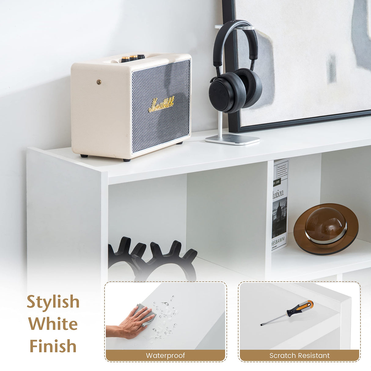 Tangkula 8-Cube 3-Tier Open Storage Bookcase in White - Modern Multipurpose Display for Home and Office Tangkula