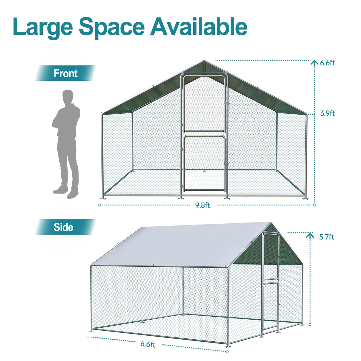 Airynee Large Chicken Coop, Chicken Coops for 10 Chickens, Chicken Runs for Yard with Water Poof & UV Resistance Cover, Chicken Coop Run with Double Lockable Doors for Outdoor Backyard Farm Use Airynee
