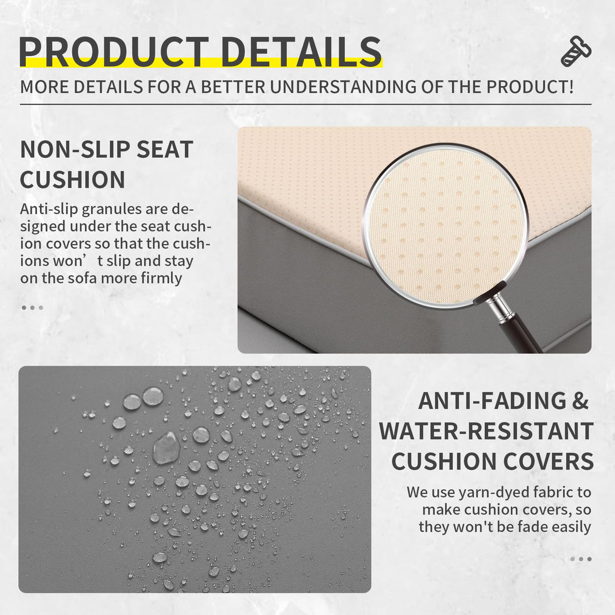 Lviden 7 Piece Wicker Patio Furniture Sets Outdoor Conversation Set, PE Rattan Sectional Sofa Couch with Fire Pit Table and Non-Slip Grey Cushions, Furniture Covers Included Lviden