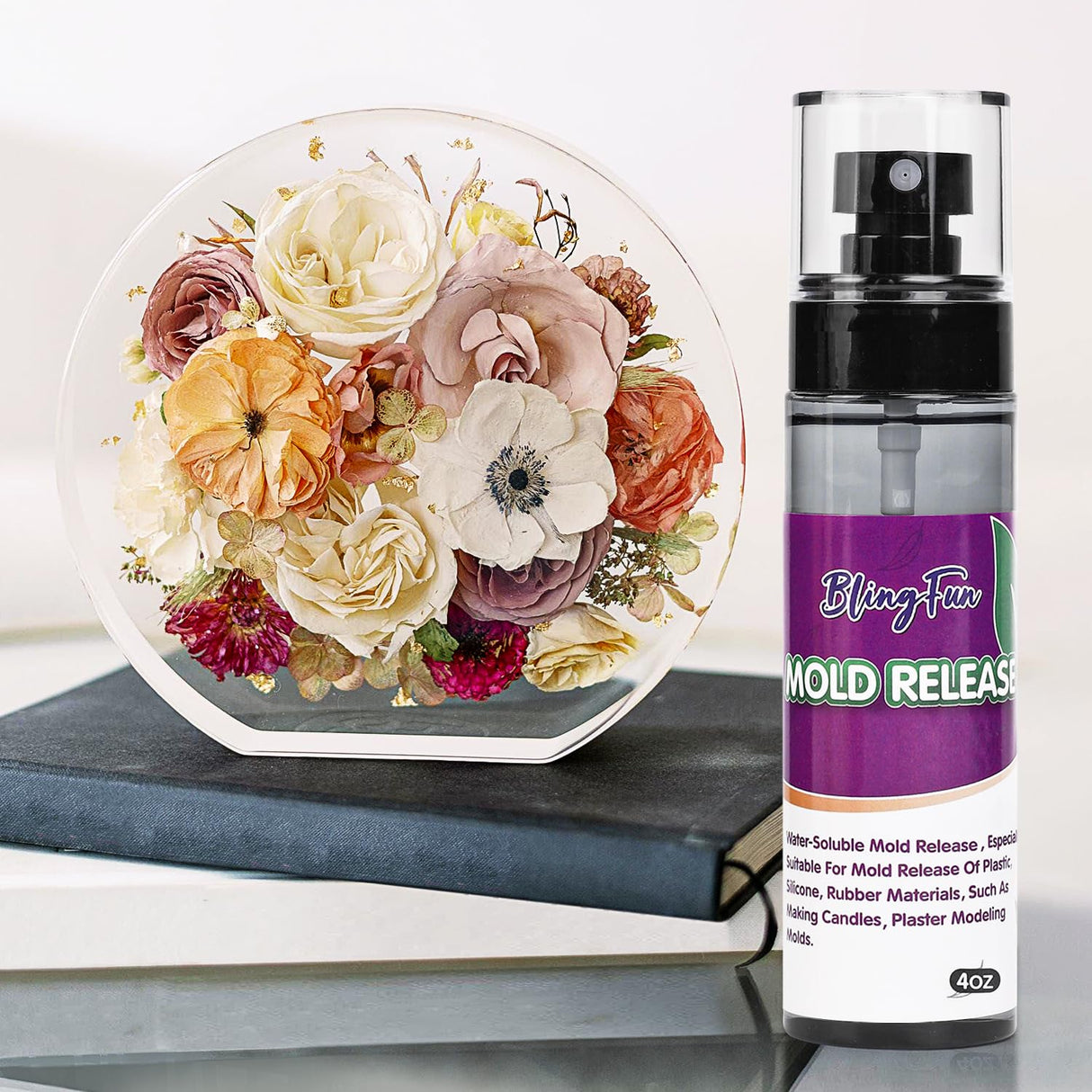 BlingFun Mold Release Spray for Candle Making & Epoxy - Uniform Coverage Fast Drying Non-Stick, Professional Grade Silicone Based Release Agent, Easy to Clean Extends Mold Life Blingfun