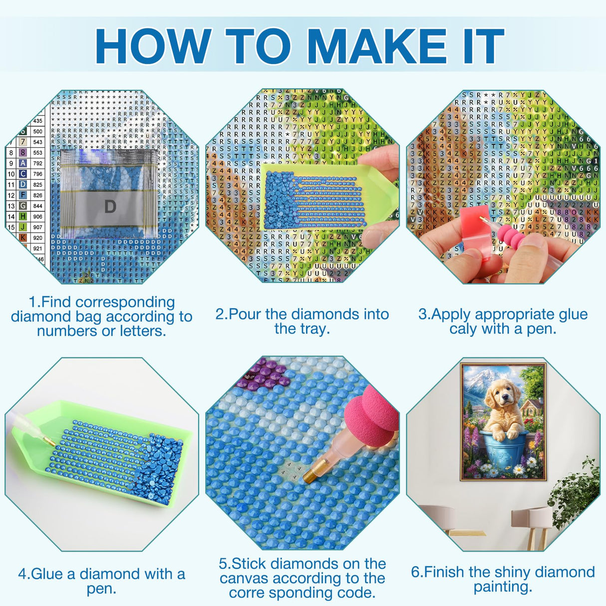 MEIYUDA Dog Diamond Painting Kits for Adults, DIY Flowers Cute Dog Diamond Art Kits for Adult Beginners, 5D Landscape Round Full Drill Gem Art Crafts for Home Wall Decor Present 12x16inch MEIYUDA