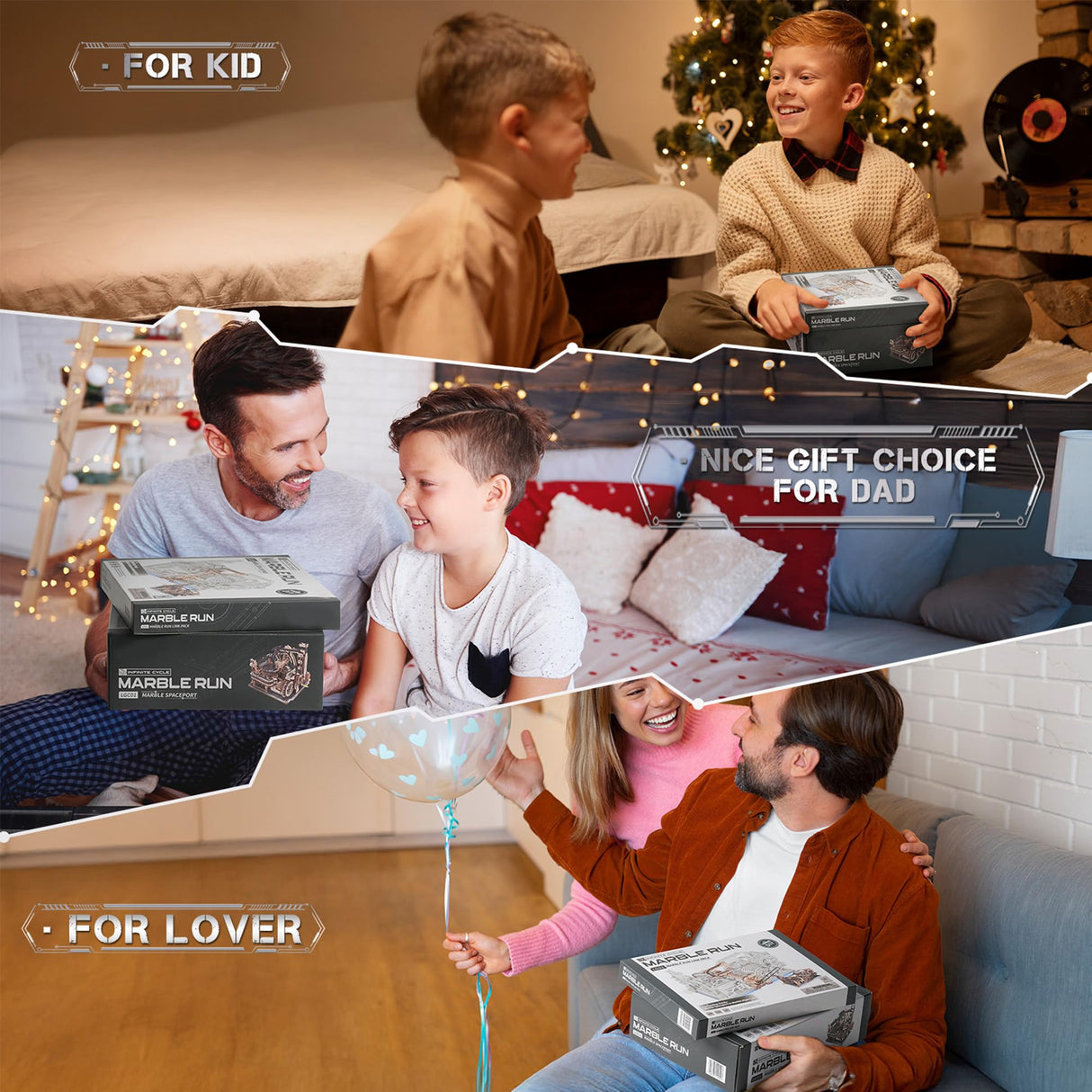 ROBOTIME 3D Puzzle Combination Set, Including Marble Spaceport LGC01 + Link Pack LG01, Connecting with Marble Night City LGA01 ROBOTIME