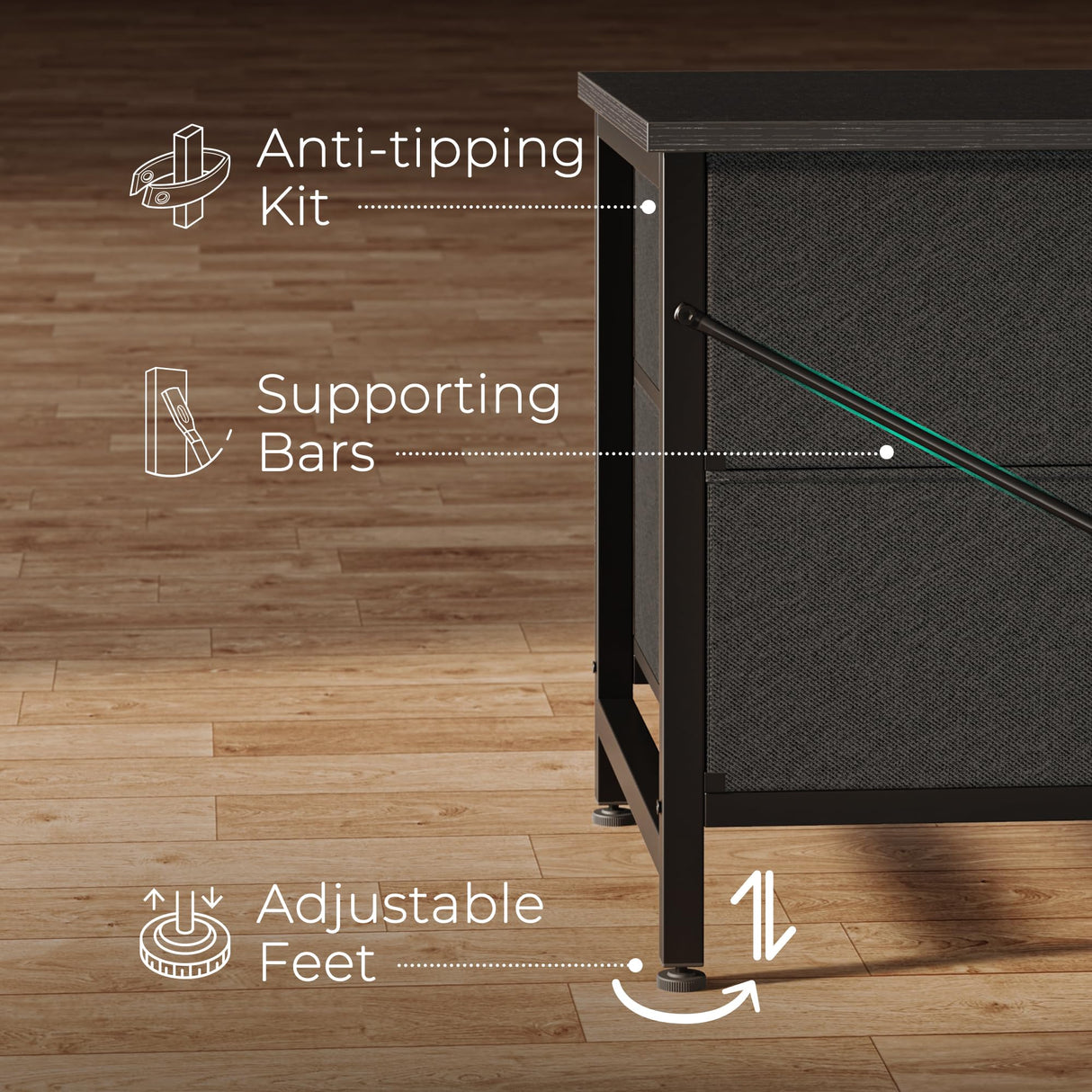 Huuger 63 Inch Long Dresser for Bedroom, Wide TV Stand for 55, 65, 70 Inch TV, 6 Drawer Dresser for Closet with Fabric Drawers, Storage Organizer for Bedroom, Entryway, Black Huuger