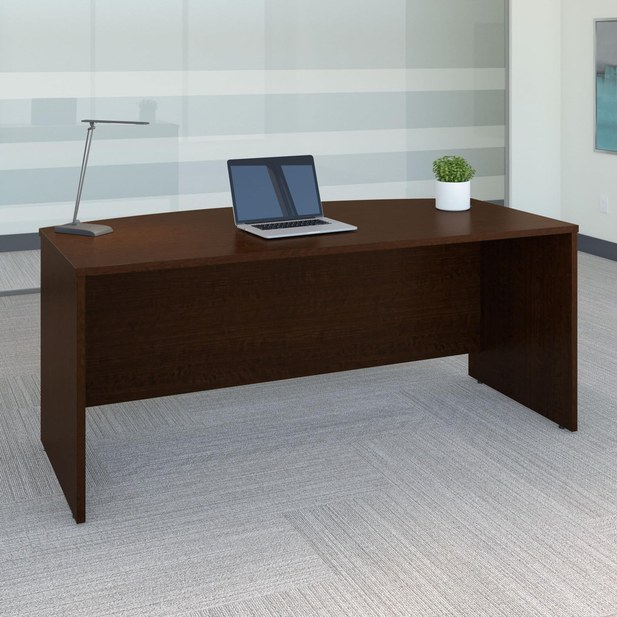 Bush Business Furniture Series C 72W Bow Front Office Desk in Mocha Cherry, Large Computer Table for Home and Professional Workplace Bush Furniture