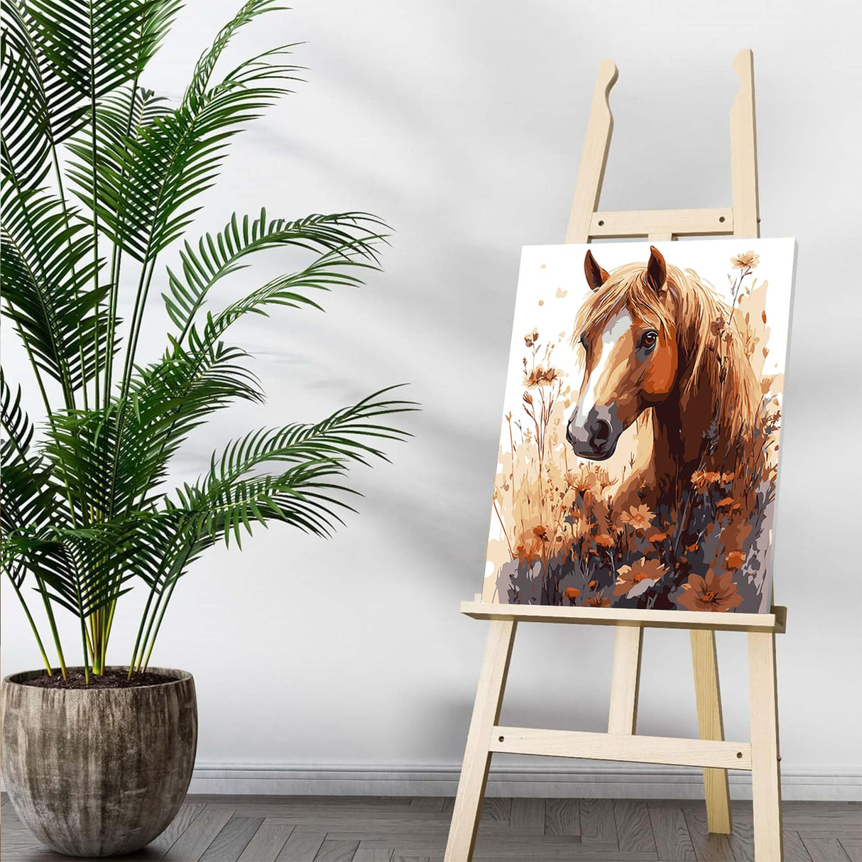 Auremi Horses Paint by Numbers Kits for Adults Beginners,Easy Animal Paint by Numbers on Canvas Framed DIY Painting by Numbers for Gift Home Wall Decor 8x12 Inch Auremi