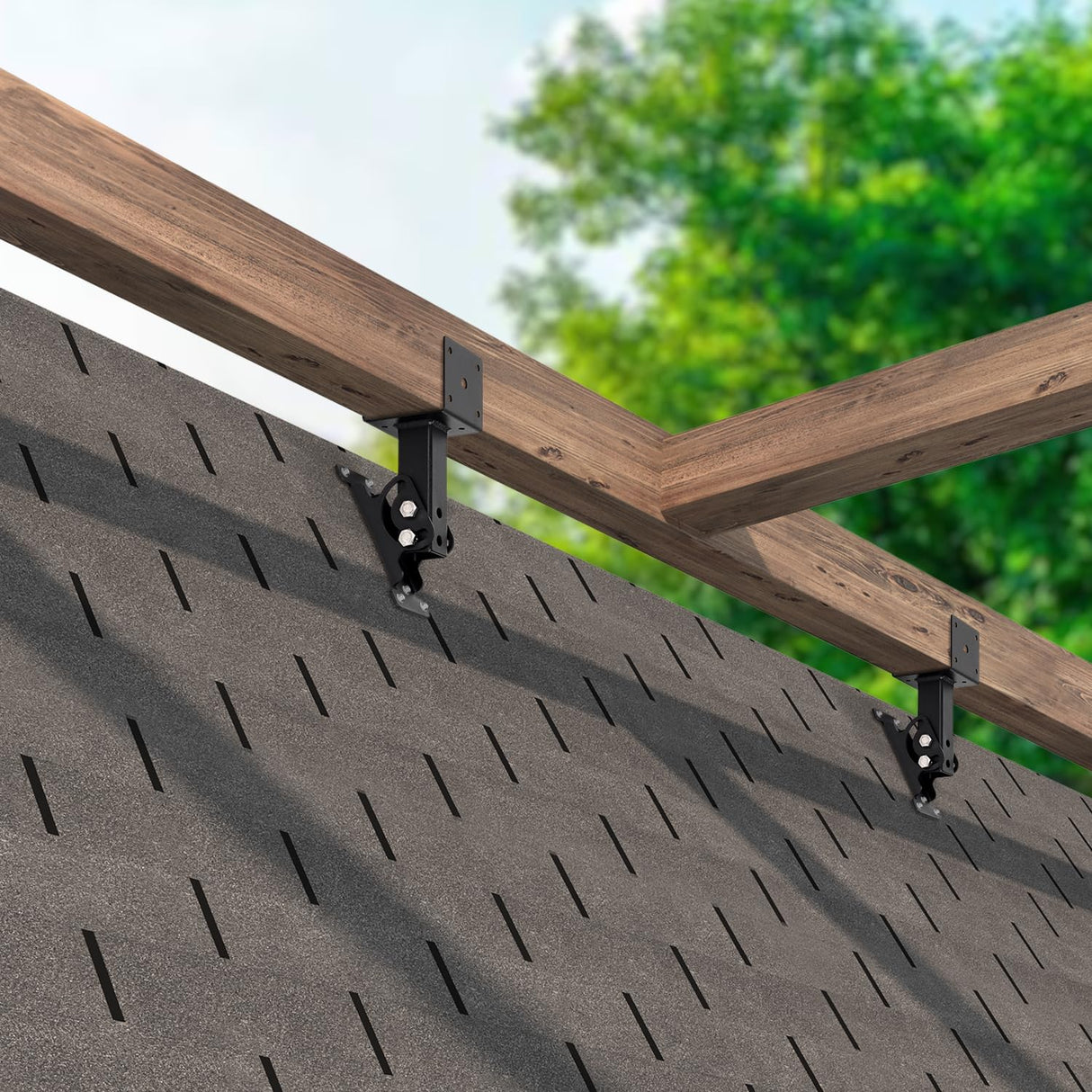 Heavy Duty Roof Riser Brackets Kit, Adjustable Roof Riser Beam Mount Brackets for Roof Pergola Gazebo (Black - Set 3) TPHUC