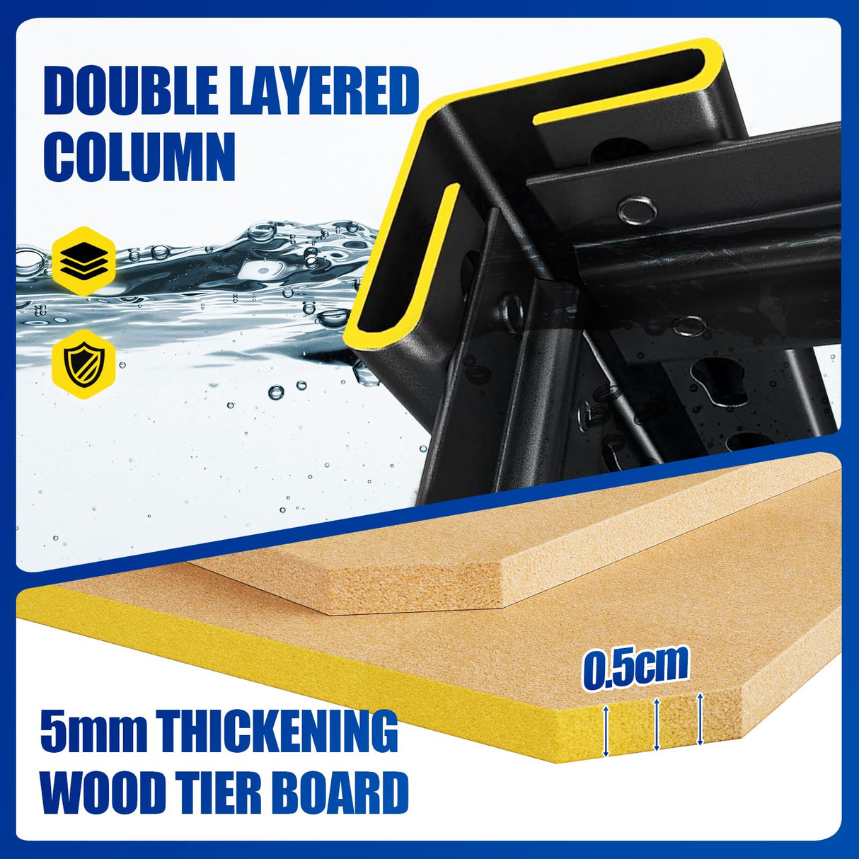 46"W Wood Garage Shelving Heavy Duty Garage Storage Shelves,2500LBs Metal Shelving Unit 5T Adjustable Industrial Utility Shelf Black Organization Rack for Warehouse Storage,72"Hx 45.7"W x19.7"D RPGHJJ