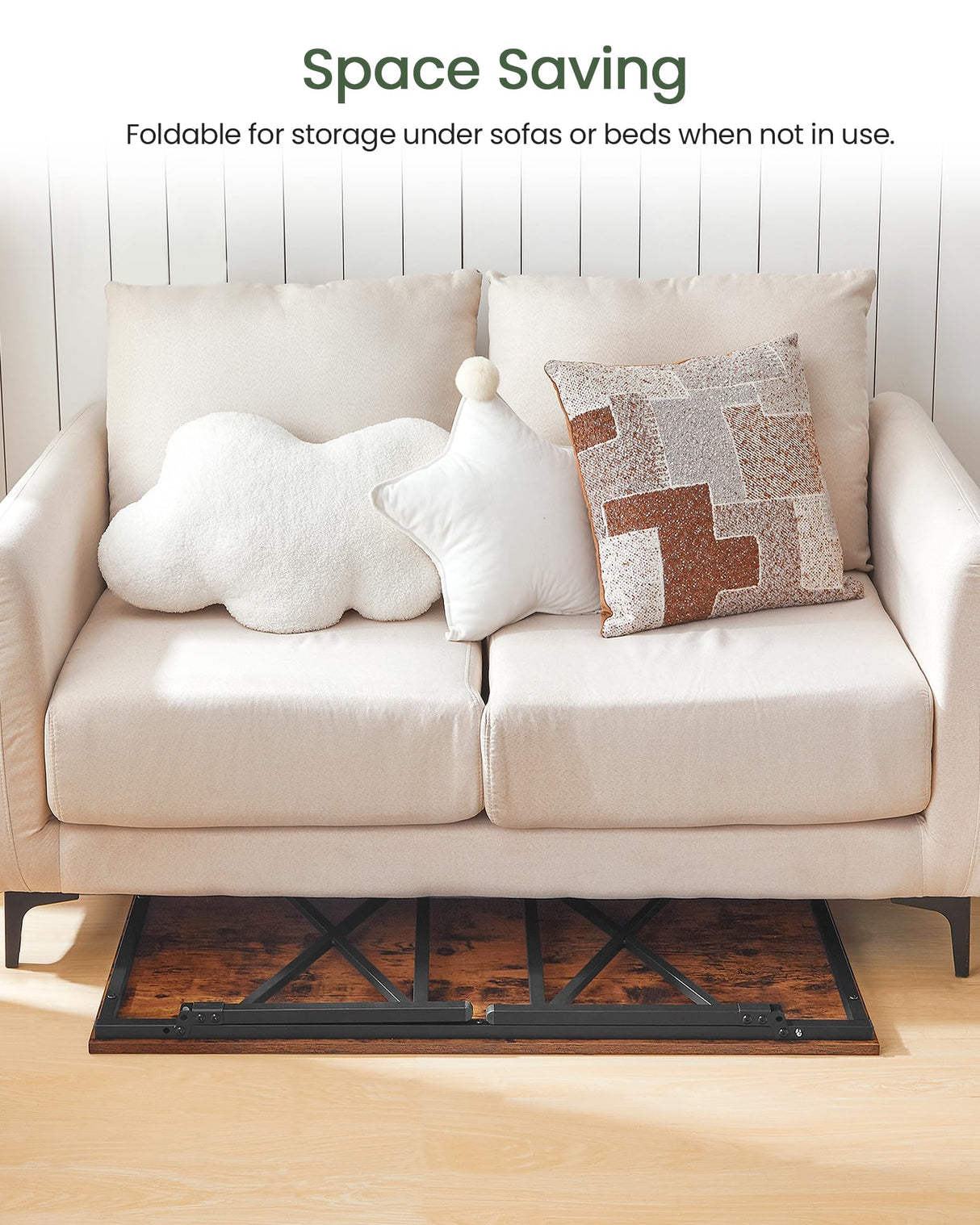 CHOEZON 41.3" Folding Coffee Table with Safety Buckles, Low Coffee Table, Portable Floor Table, for Sitting on The Floor, for Living Room, Bedroom, Balcony, Caravan, Rustic Brown and Black TKF01BF