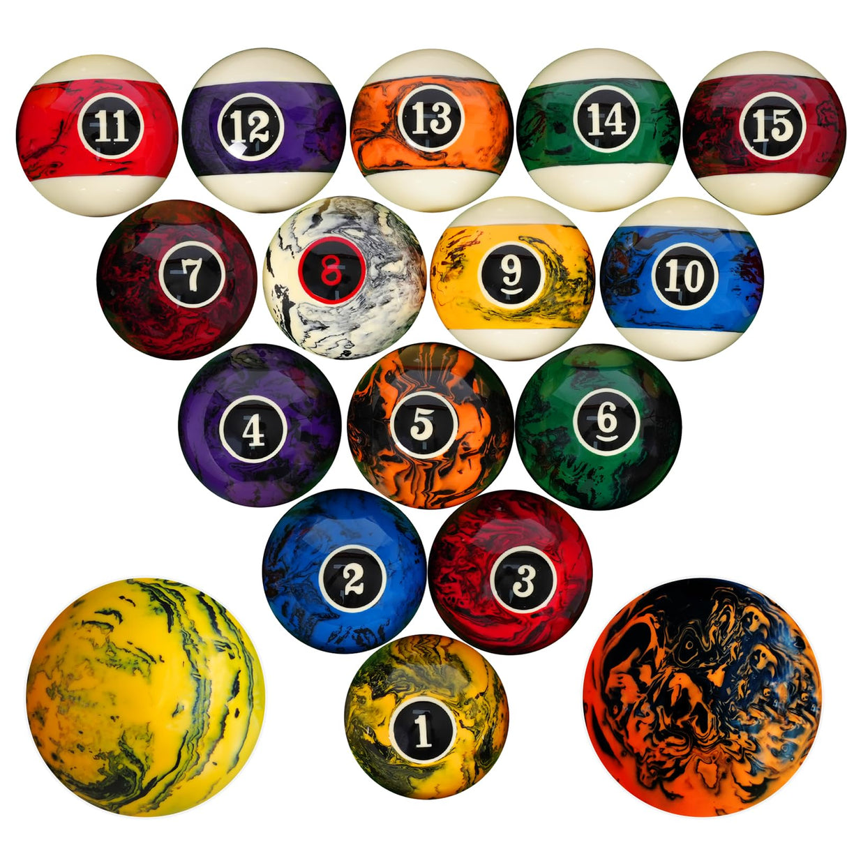 Zovcsxn Billiard Balls Pool Balls Billiard Set Marble-Swirl Style 2-1/4" Regulation Size 16 Pool Balls Billiard Set Pool Table Accessories Zovcsxn
