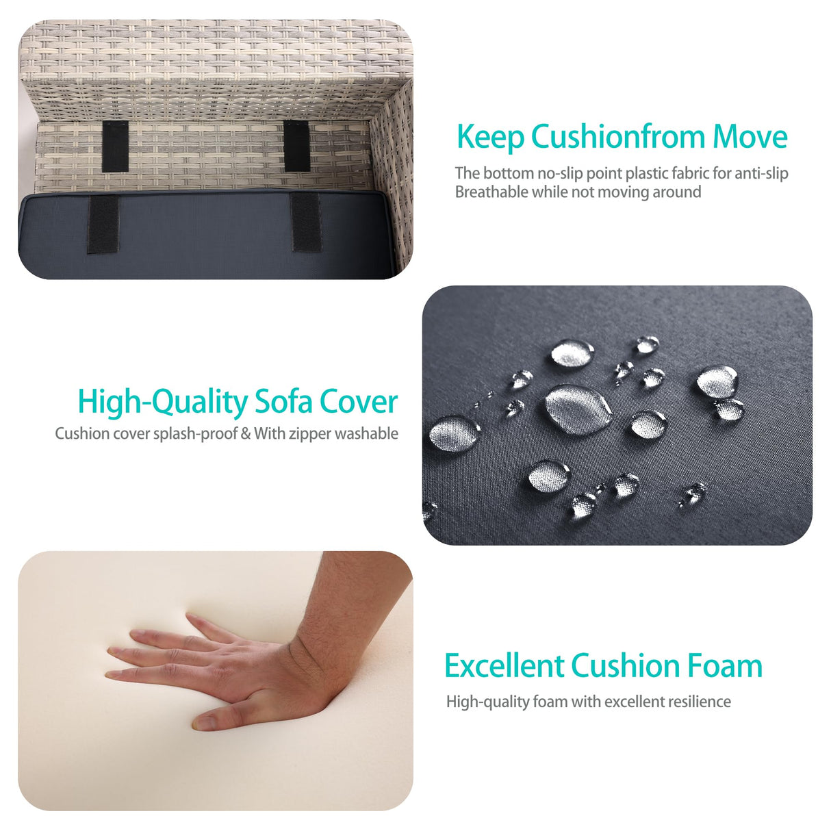 Muphyers 6-Piece Outdoor Patio Furniture Set Wicker Sectional Sofa Set, Patio Conversation Set with Thickened Cushions & Coffee Table for Garden, Backyard, Poolside, Dark Grey Muphyers