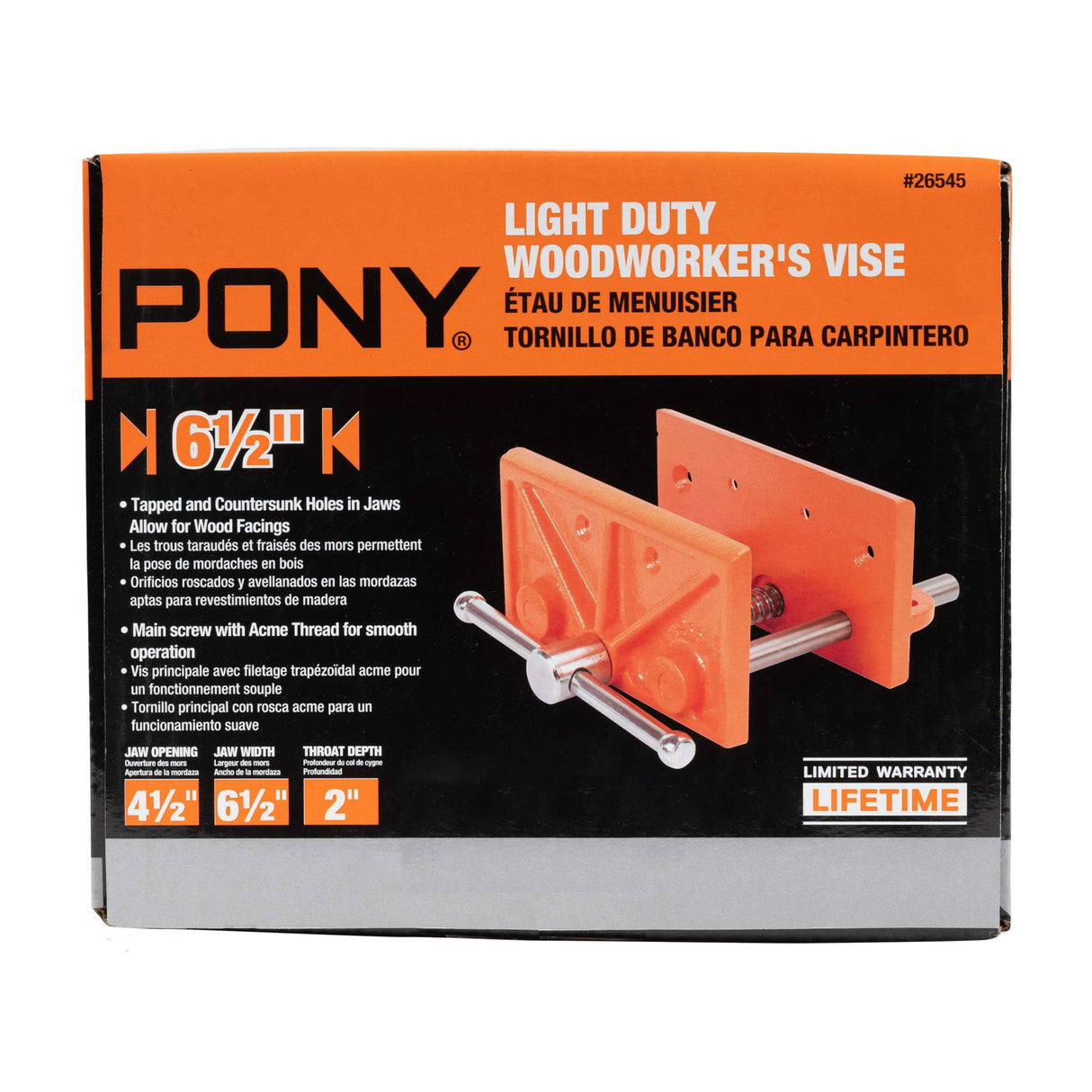 Pony 26545 4-1/2-Inch x 6-1/2-Inch Light Duty Woodworker's Vise PONY