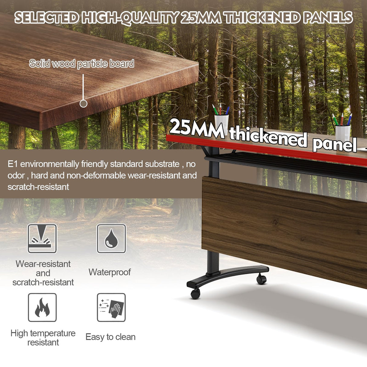 Conference Table, Folding Conference Room Tables With Flip-Top Design Rectangular Modular Conference Room Table with Caster, for Office Conference Room Training Room ( 6PCS 55.1 * 23.6 * 29.5in) GOYQGLE