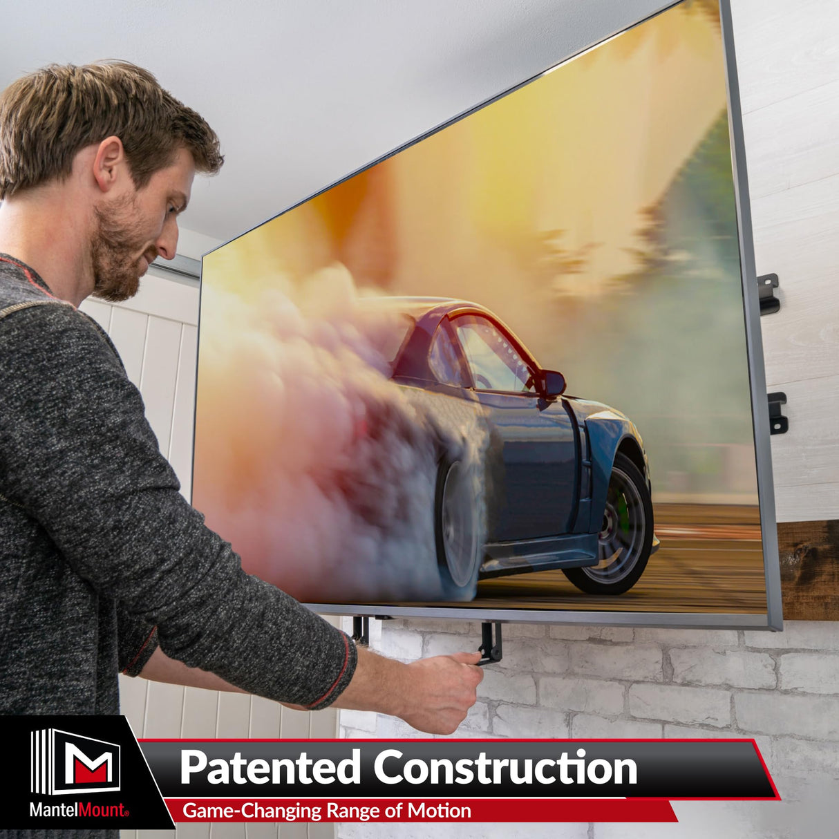 MantelMount- MM340 Above Fireplace Pull Down TV Mount- Televisions 44" to 80" Up to 90 lbs - Safe Auto-Adjusting TV Mounts - Patented Motion Stops, Handles, Balancing Technology - Superior Steel MantelMount