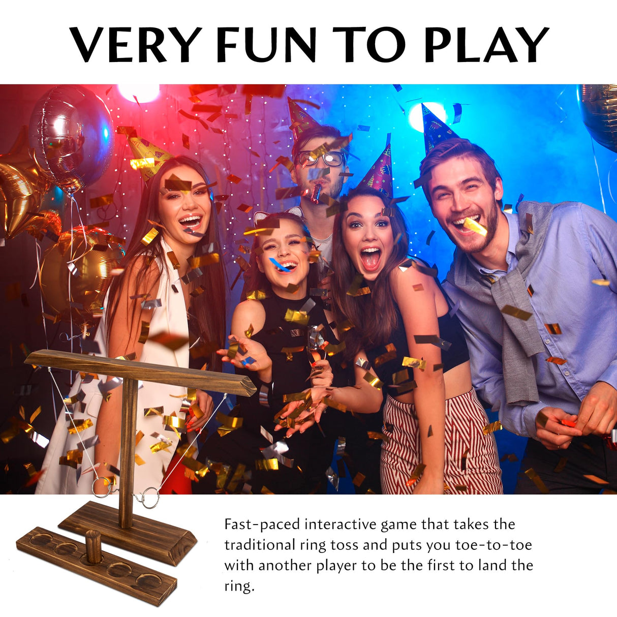 DreamToyz Ring Toss Games for Adults, Ring Toss Game, Outdoor Indoor Handmade Wooden Hooks Fast-paced Interactive Game for Bars, Home, Party, 15.7" X 13" Large Size, Brown DreamToyz