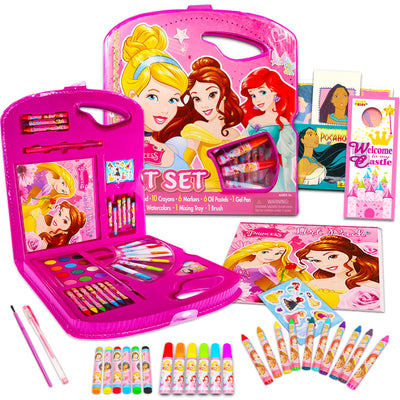 Disney Princess Art Set - Bundle of Kit with Coloring Utensils, Brushes, Drawing Pad, Stickers, More | Disney Princess Arts and Crafts Kit
