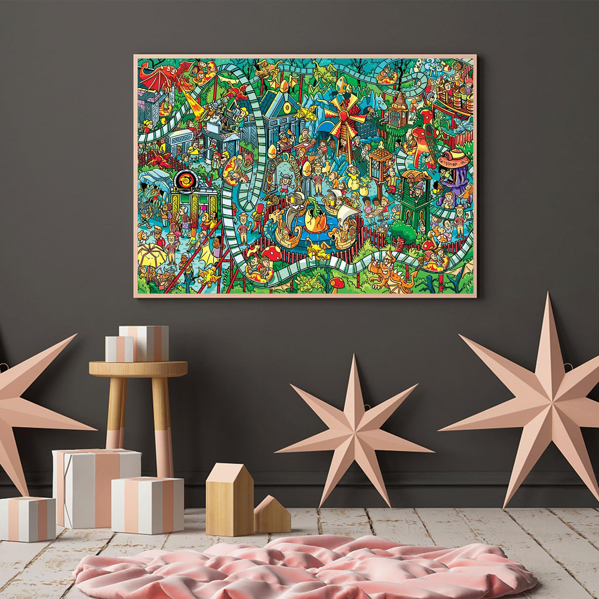 Jigsaw Puzzles for Adults, 1000 Pieces Dinosaur Park Puzzle, Cartoon Painting Challenging Puzzles for Family Activity Game Nights Gifts Fidget Stress Relief RECHIATO