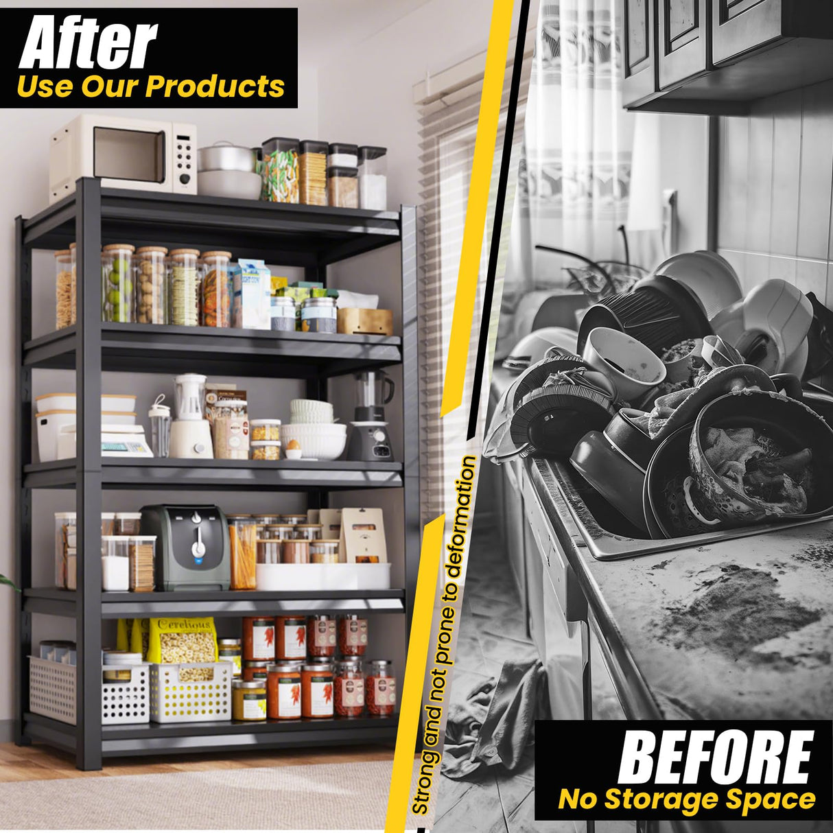 CVGFDR 5-Tier Garage Shelving Heavy Duty, 3000LBS Metal Shelving Unit, Adjustable Garage Storage Shelves, Easy Assembly Steel Shelving, Utility Storage Rack Shelf for Warehouse, 72”H*45.7”W*20”D CVGFDR