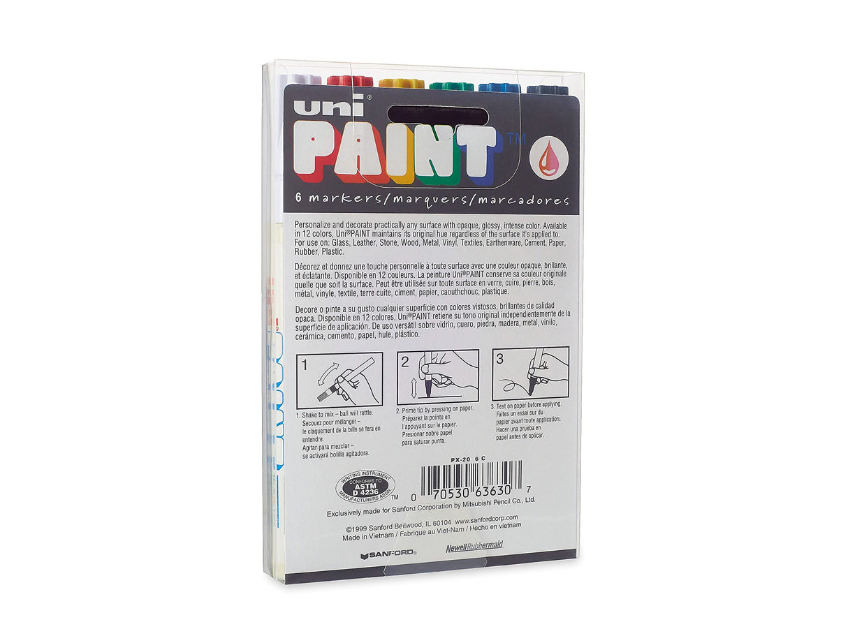 Uni-Paint Oil Based Marker, Medium Point, Assorted Inks,63630, 6/Set Sanford uni-Paint