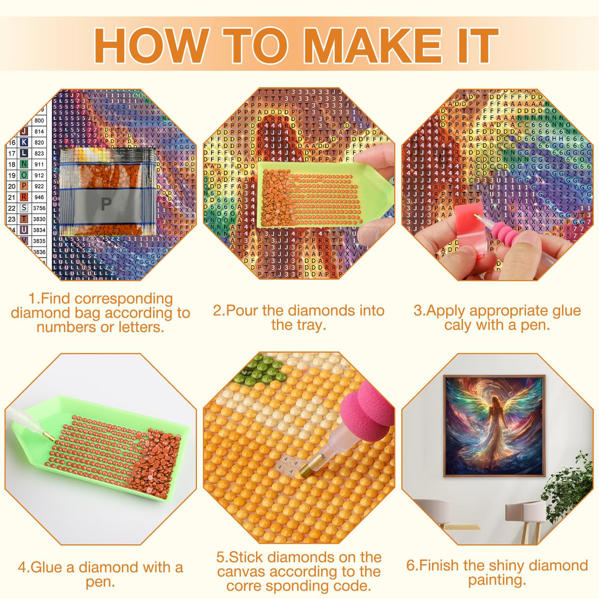 MEIYUDA Diamond Painting Kits for Adults, DIY Angel Diamond Art Kits for Adult Beginners, 5D Rainbow Angel Round Full Drill Gem Art Crafts for Home Wall Decor Present 12x12inch MEIYUDA