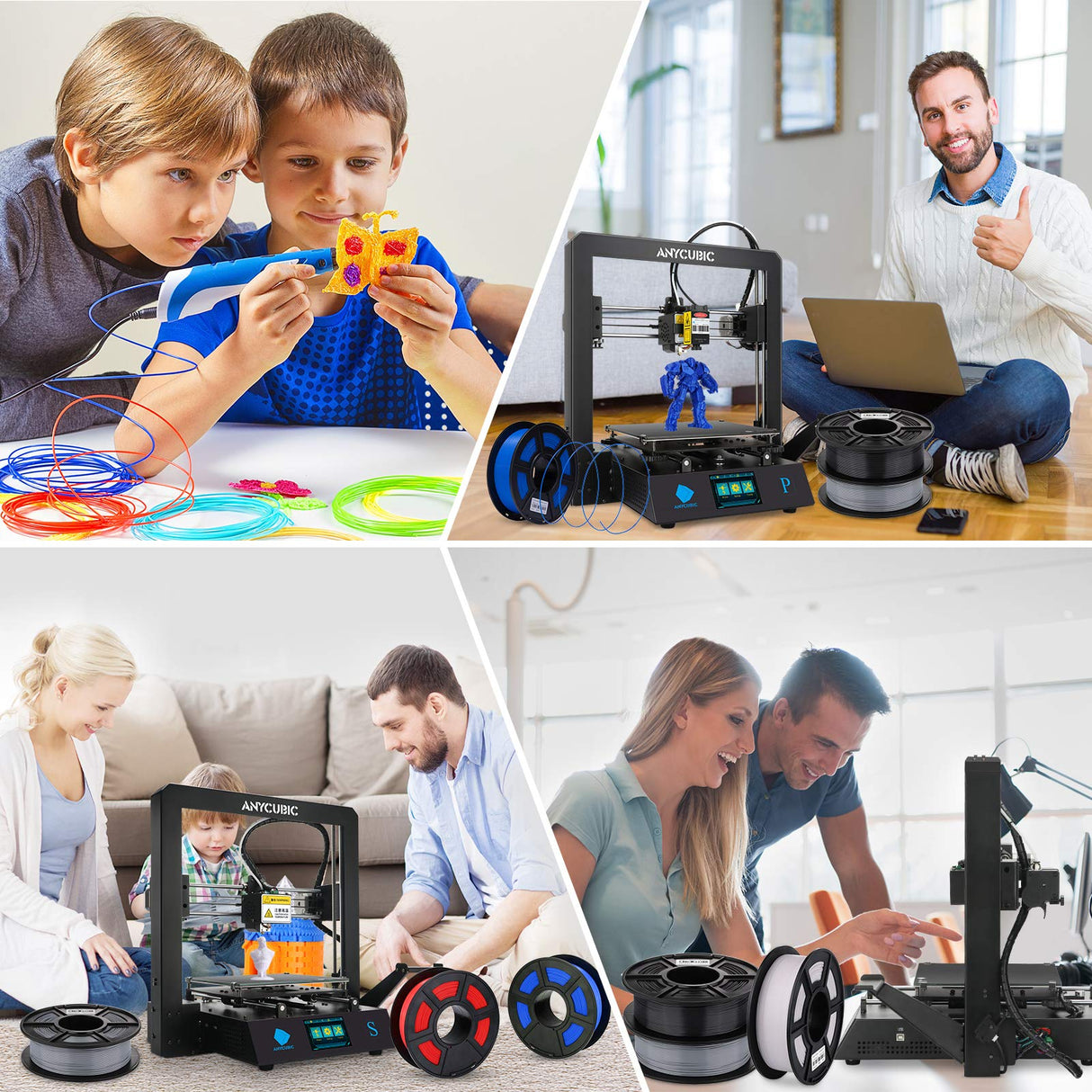 ANYCUBIC 3D Printer Filament PLA 1.75mm, FDM Printer Filament 1kg Spool (2.2 lbs), Dimensional Accuracy +/- 0.02 mm (1kg, Black) ANYCUBIC