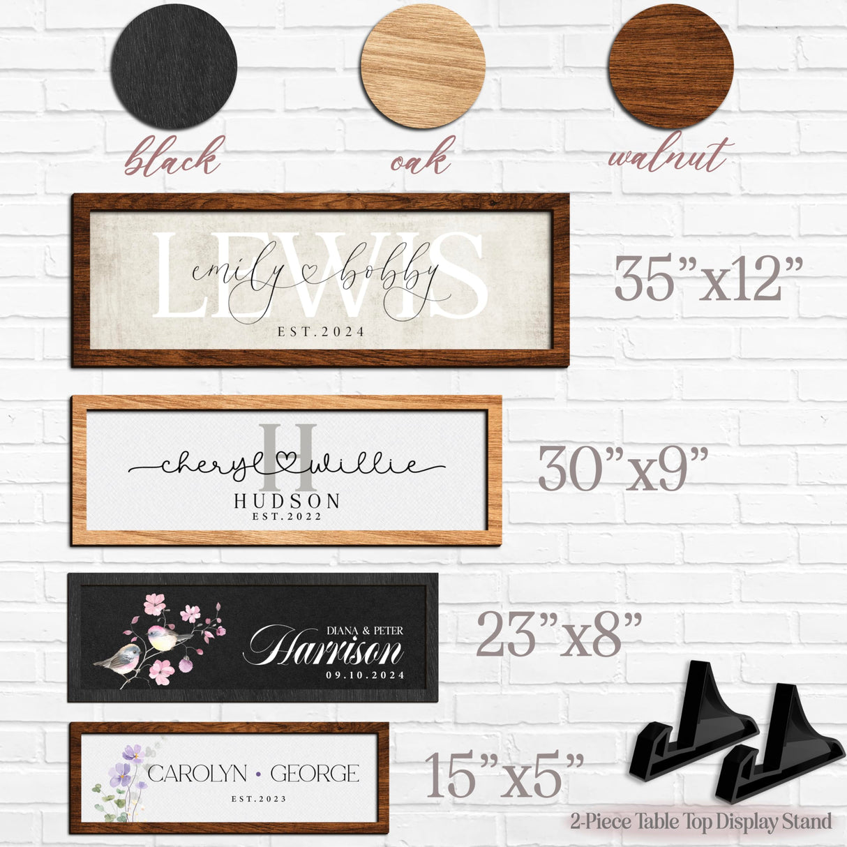 Wedding Sign Personalized, Custom Wood Sign for Couples, Family w/Names and Date, Customized Wooden Sign Engagement Gifts, Personalized Framed Family Name Sign for Home Decor Wall, D8 Customization Mill