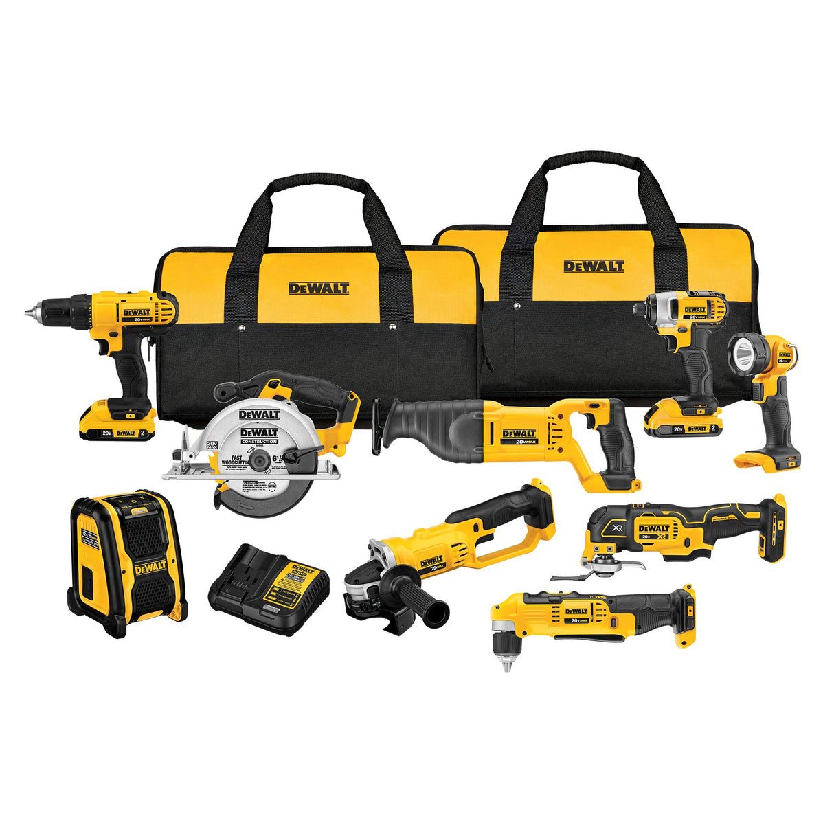 DEWALT 20V MAX Power Tool Combo Kit, 9-Tool Cordless Power Tool Set with 2 Batteries and Charger (DCK940D2) DEWALT