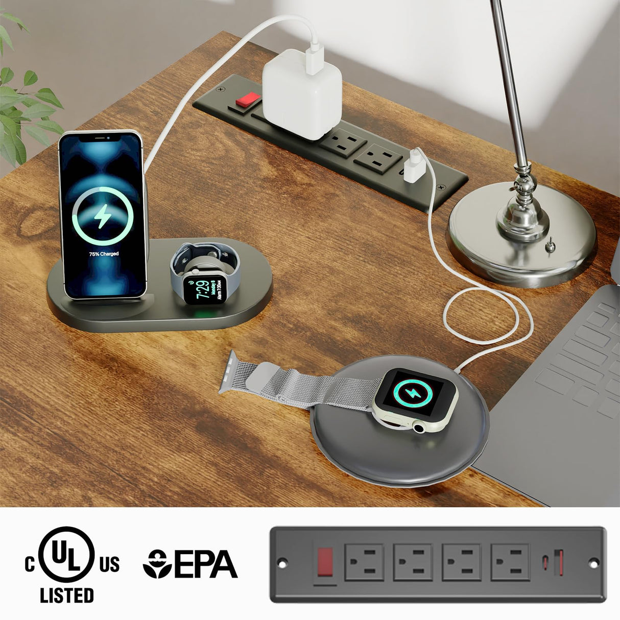 Emirde Farmhouse 47" Executive Desk, Computer Desks with Drawers and Storage Cabinet, Workstation Computer Desk for Home Office, Study.(White Emirde