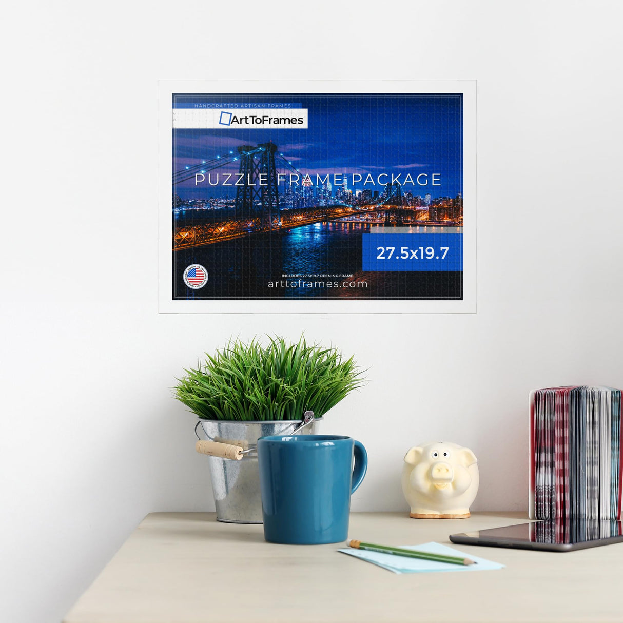 ArtToFrames 27.5x19.7 INCH/70x50 CM White Frame for 1000 Piece Puzzles.This 1.25 Inch Custom MDF Puzzle Frame is White - Comes with Economy Acrylic (Puzzle5179-27.5x19.7) ArtToFrames