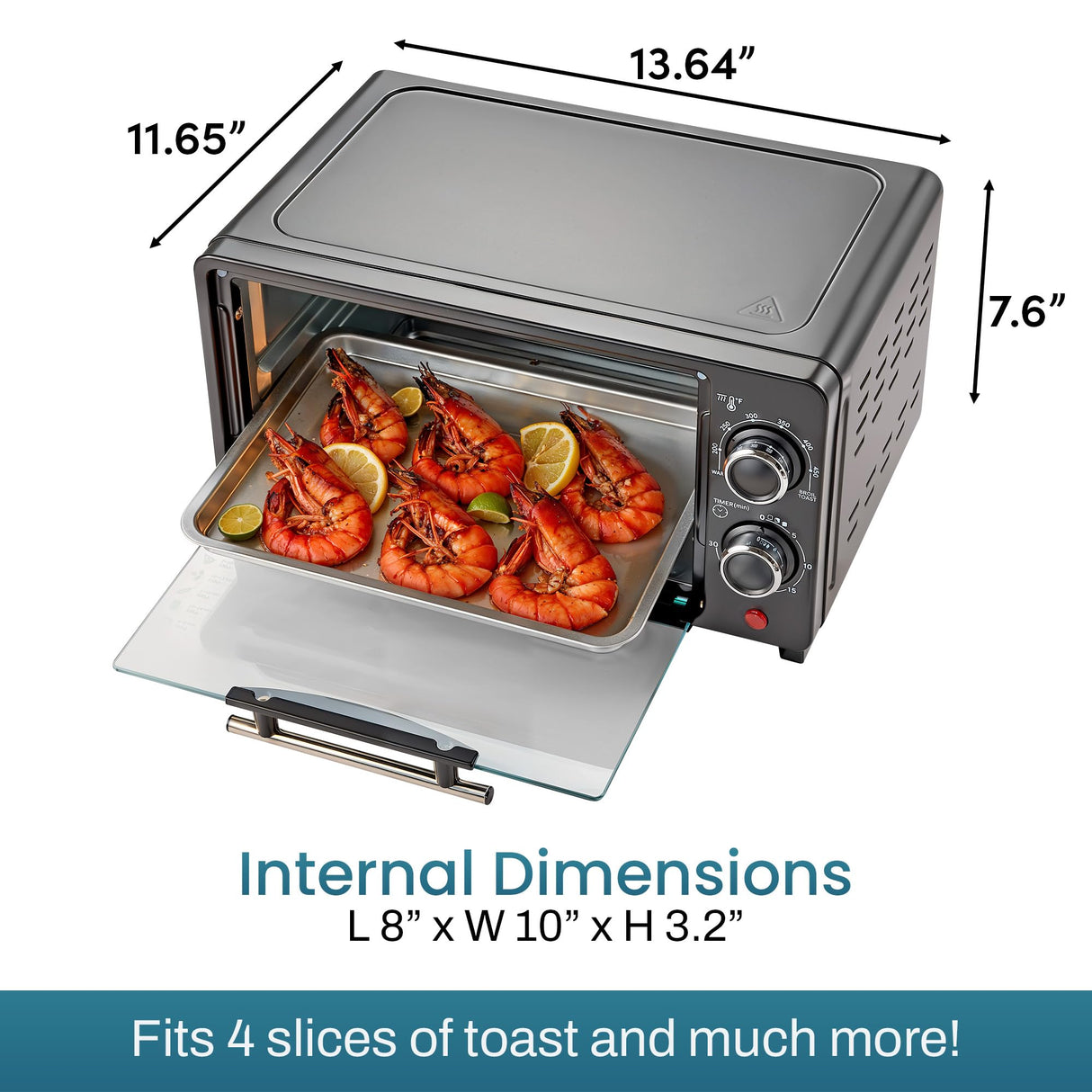 Elite Gourmet ETO490 9L/4 Slice Countertop Toaster Oven with 30-Minute Timer, Adjustable Temperature Control, Includes Baking Pan and Wire Rack, Bake, Broil, Toast, Black Elite Gourmet