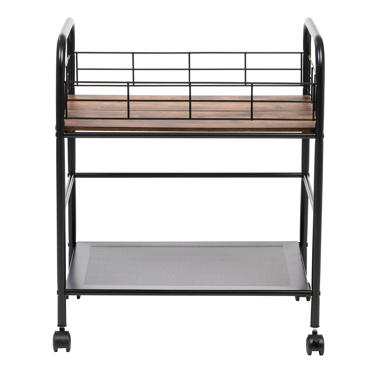 IRIS USA Wide Wood and Metal Rolling Storage Cart, Brown IRIS